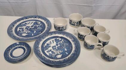 (18) Churchill Blue Willow Dishes