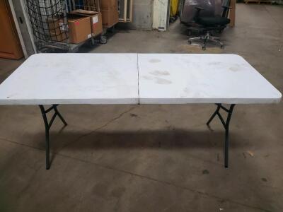 Lifetime 6-Foot Folding Table, White, Center-Fold, Steel Legs, 72"x30"x29", Heavy-Duty