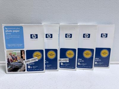 (5) HP Premium Plus Photo Paper Glossy C6831A 8.5x11in, 10 mil, 240g/m&sup2;, 20 Sheets x 5 Packs