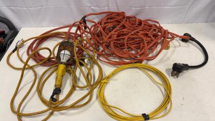 Heavy-Duty Extension Cords & 30A RV Adapter Lot, Includes Work Light, 50ft+ Total, Multiple Gauges
