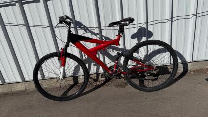 Full Suspension Mountain Bike, 26" Wheels, V-Brake, Red/Black, Alloy/Steel Frame