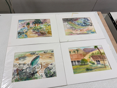 Set of 4 Original Watercolor Landscapes, Matted, Approx. 8x10" Artwork, Coastal & Southwestern Scenes