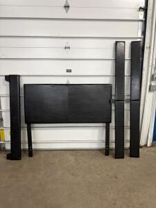 Black Padded Faux Leather Full Bed Frame with Headboard & Side Rails, Upholstered, Tear in Back