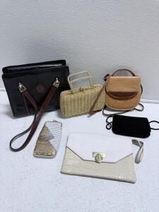 Vintage Handbag Lot: Ceancarel & La Tour Eiffel Leather, Mesh, Beaded, Clutch & Purse Set