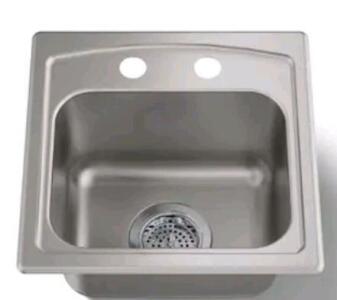 (1) KOHLER Toccata Stainless Steel Bar Sink, Single Bowl, Top Mount, 2-Holes, 15"L x 15"W x 7-1/2"D, Model R3349-2-NA