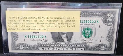 (1) 1976 Bicentennial Two Dollar Note