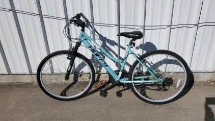 Huffy Stone Mountain Step-Through 26&rdquo; Mountain Bike, 18-Speed, V-Brake, Front Suspension, Light Blue
