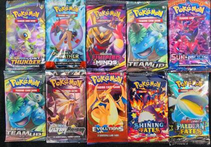 Lot of 10 Pok&eacute;mon Booster Packs Reproduction Replicas