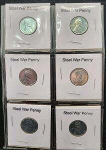 (6) 1943 Steel War Penny Coins