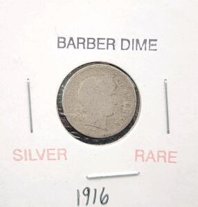 (1) 1916 RARE Barber Dime Coin