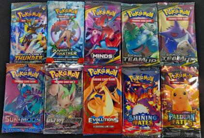 Lot of 10 Pok&eacute;mon Booster Packs Reproduction Replicas