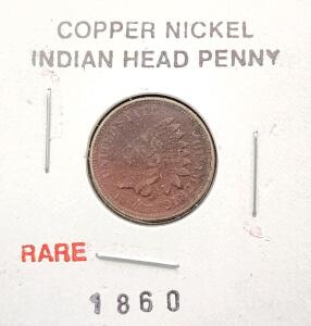 (1) 1860 RARE Copper Nickel Indian Head Penny