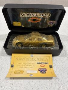 Racing Champions 24K Gold Chevrolet Monte Carlo 1:24 Diecast, NASCAR 50th Anniv, COA, #12275