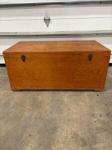 Large Wooden Storage Chest Trunk &ndash; 48"x20"x20", Brass Hinges, Classic Design, Light Brown Finish