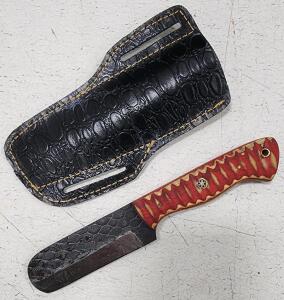 (1) Fixed Blade Cold Steel Blunt Utility Knife With Wood Handle And Sheath