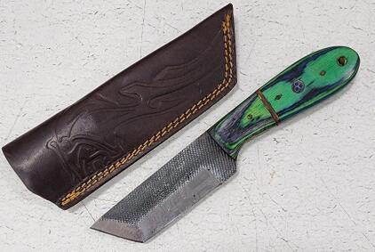 (1) Fixed Blade Cold Steel Utility Knife With Wood Handle And Sheath