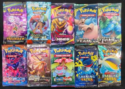 Lot of 10 Pok&eacute;mon Booster Packs Reproduction Replicas