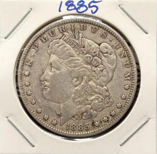1885 Morgan Silver Dollar, Philadelphia, .7734 troy oz Silver, 38.1mm, George T. Morgan Design