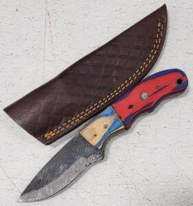 (1) Fixed Blade Cold Steel Utility Knife With Wood Handle And Sheath