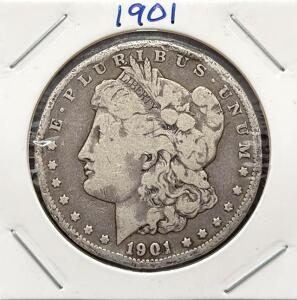 1901-O Morgan Silver Dollar, New Orleans Mint, 90% Silver, Circulated U.S. Coin