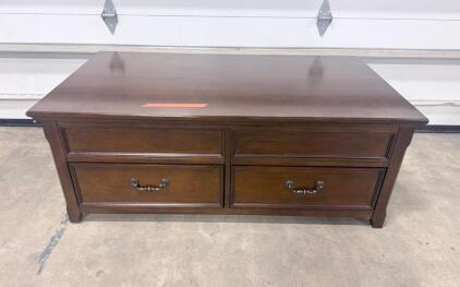 Lift-Top Coffee Table, 4 Drawers, Hidden Storage Compartment, Dark Brown Wood Finish