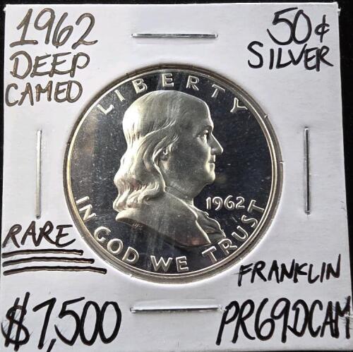 1962 PR69DCAM RARE Deep Cameo Silver Half Dollar
