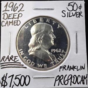 1962 PR69DCAM RARE Deep Cameo Silver Half Dollar