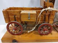 Western Horse-Drawn Wagon Table Lamp &ndash; Wood, Metal Shade, Rustic D&eacute;cor, Approx. 24"x10"x22" - 2