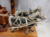 Western Horse-Drawn Wagon Table Lamp &ndash; Wood, Metal Shade, Rustic D&eacute;cor, Approx. 24"x10"x22" - 3