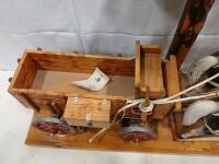 Western Horse-Drawn Wagon Table Lamp &ndash; Wood, Metal Shade, Rustic D&eacute;cor, Approx. 24"x10"x22" - 5