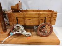 Western Horse-Drawn Wagon Table Lamp &ndash; Wood, Metal Shade, Rustic D&eacute;cor, Approx. 24"x10"x22" - 8