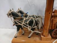 Western Horse-Drawn Wagon Table Lamp &ndash; Wood, Metal Shade, Rustic D&eacute;cor, Approx. 24"x10"x22" - 9