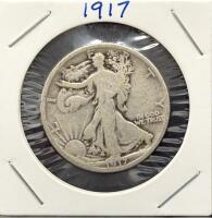 (2) 1917 Walking Liberty Half Dollar Coins, 90% Silver, Circulated Condition - 2