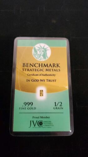 Benchmark .999 Fine Gold 1/2 Grain Bar