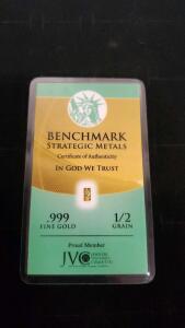 Benchmark .999 Fine Gold 1/2 Grain Bar