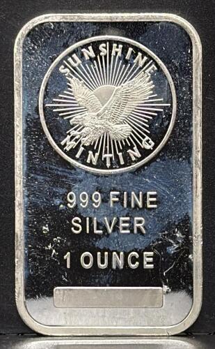 Sunshine Minting 1 oz Silver Bar .999 Fine, MintMark SI Security, No Serial