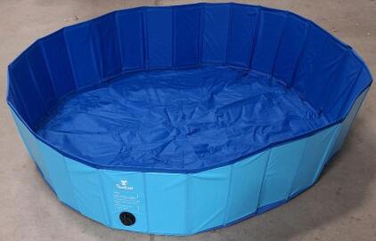 (1) Pawaboo XL Foldable Dog Swimming Pool - Blue Premium PVC - Cooling Summer Fun - Durable and Stable with Anti-Slip Surface, 47.2" Diameter x 11.8" Tall <br/>