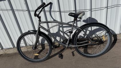 Huffy Cranbrook 26" Cruiser Bike &ndash; Steel Frame, Coaster Brake, Matte Grey, Fenders, Single Speed