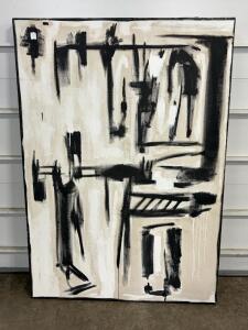 Large Abstract Expressionist Canvas Painting | Black & White | 48"x36" | Gallery-wrapped