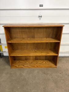 3-Shelf Oak Finish Wooden Bookcase, 47"x11"x37", Fixed Shelves.
