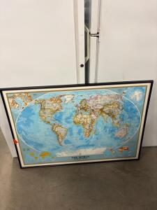 National Geographic World Political Map, Framed, 43"x30", Peter&rsquo;s Gallery Custom Framing