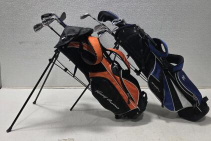 (2) Tommy Armour and MaxFli Youth Sized Sets Of Golf Clubs And Bags