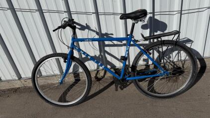Mintek 110 SE Mountain Bike, 26" Wheels, Single Speed, Steel Frame, Rear Rack &ndash; Blue