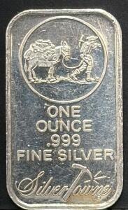 SilverTowne 1 oz .999 Fine Silver Bar &ndash; Prospector Design, No Serial, Popular Collectible Bullion