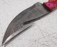 (1) Fixed Blade Damascus Steel Gutting Knife With Wood Handle And Sheath - 2