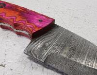 (1) Fixed Blade Damascus Steel Gutting Knife With Wood Handle And Sheath - 4