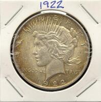 1922 Peace Silver Dollar, Philadelphia Mint, 90% Silver, Circulated
