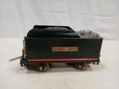 Lionel Lines O Gauge Tinplate Model Train Tender Car, Black, Brass Details, 1930s&ndash;1940s