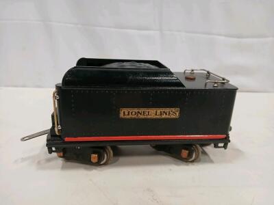 Lionel Lines O Gauge Tinplate Model Train Tender Car, Black, Brass Details, 1930s&ndash;1940s