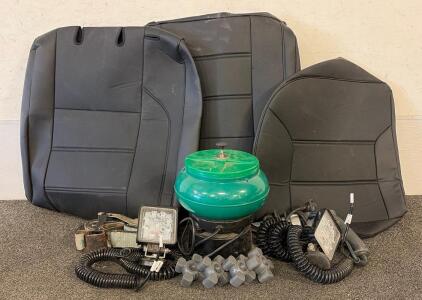 RCBS Vibratory Case Cleaner 120V 0.75A, 8.5L Bowl, Lot with LED Work Lights, Seat Covers, And More!!